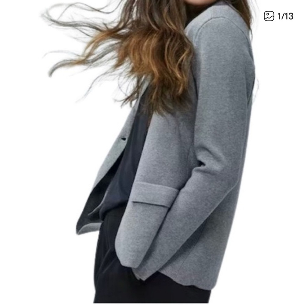 Ministry of Supply Atlas Gray Knit 3D Blazer Jacket Ribbed Sides Stretch Large